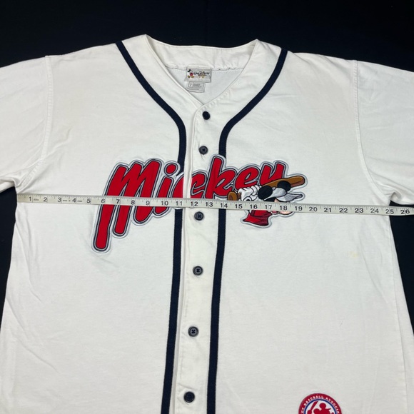 Vtg Walt Disney Mickey Mouse Mens Baseball Jersey Sz Large 90s Y2K Button Up B5 - Picture 9 of 10